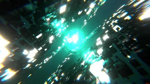 White and Turquoise Abstract Cubes Sci-Fi Background VJ Loop l 4K Stock Footage 294913473