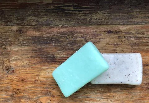 White and turquoise soaps Stock Photos