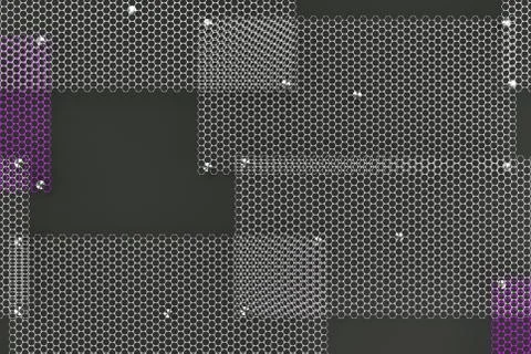 White and violet circular grates on dark grey background Ilustración de archivo