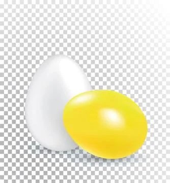 White and Yellow Easter eggs on transparent background. Easter square banner Stock Illustration