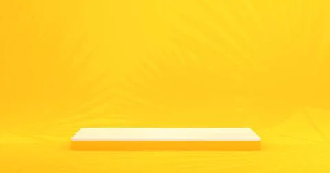 White and Yellow Rectangle Shape Podium for Product Concept . Summer Time. Stock Illustration