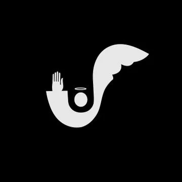 White angel on black background. Stock Illustration