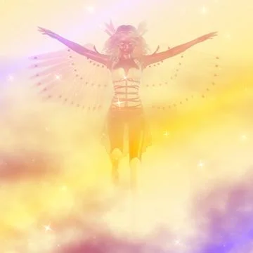 White Angel in Clouds Stock Illustration