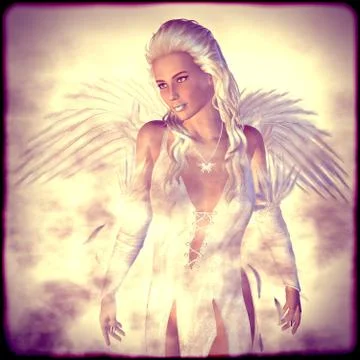 White Angel in Clouds Ilustración de archivo