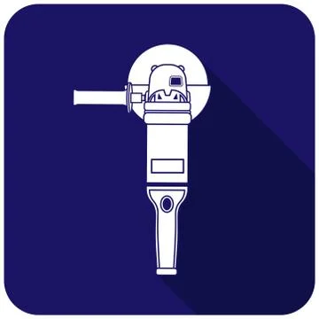 White angle grinder icon on a blue background Stock Illustration