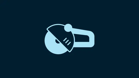 White Angle grinder icon isolated on blue background. 4K Video motion graphic Stock Footage 229559226