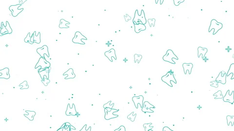 White animated background with drawn cartoon teeth. Abstract medical dental Stock Footage 245983203