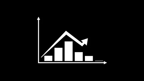 White animated bar chart and growth arrow Stock Footage 330498337