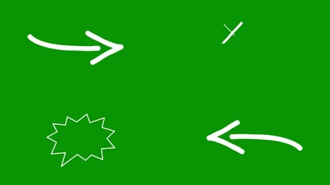 White animated doodle items against green screen. This particular video Stock-Footage 346825248