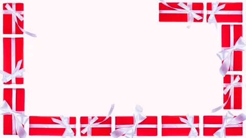 White animated festive frame background with a place to insert text with gift Stock Footage 229373024