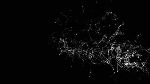 White animated particles on a black background. abstract futuristic composition. Stock Footage 96588068