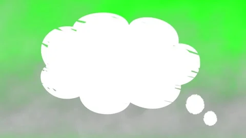 White animated thought bubble graphic floating smoothly against bright green Stock Footage 340940489