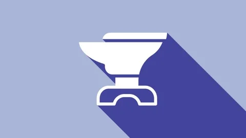 White Anvil for blacksmithing and hammer icon isolated on purple background Stock Footage 168584488