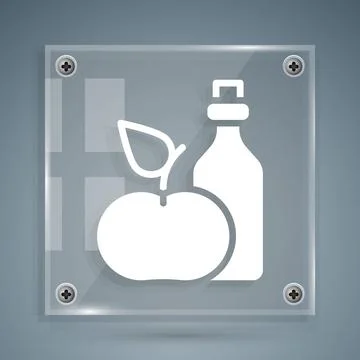 White Apple cider vinegar in bottle icon isolated on grey background. Squar.. Stock Illustration