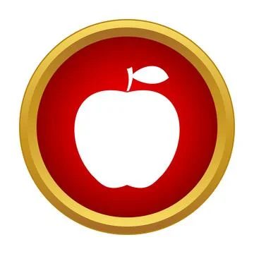White apple icon inside red circle button イラスト素材