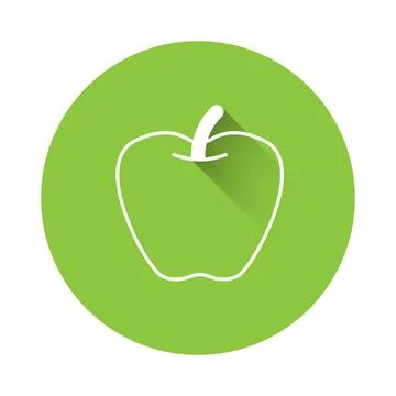 White Apple icon isolated with long shadow background. Excess weight. Healt.. 스톡 일러스트