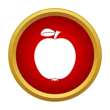 White apple icon in red circle golden frame Stockillustratie