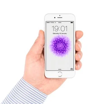 White Apple iPhone 6 displaying homescreen Stock-Fotos