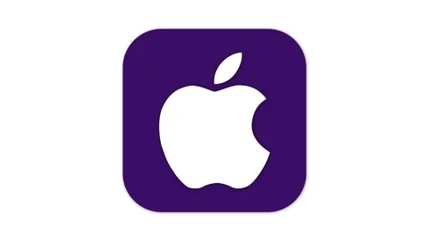 White apple logo on purple background Stock Footage 275665107