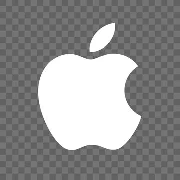 White Apple logo on transparent background Stock Illustration