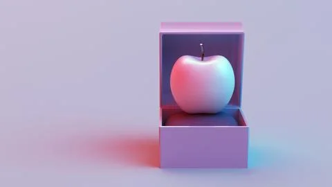White apple in open gift box on cushion 스톡 일러스트