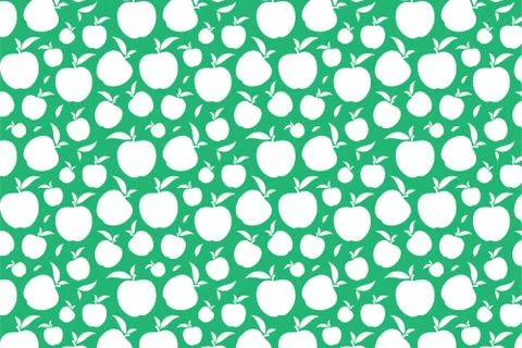White apple shape. Fruit shape pattern on a green background Stock Illustration
