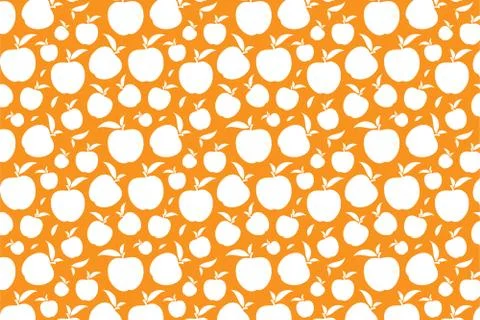White apple shape. Fruit shape pattern on a orange background Stock Illustration