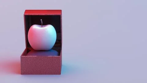 White apple in textured open box on cushion 스톡 일러스트