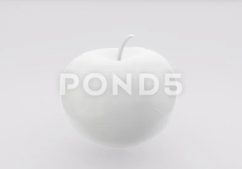 White apple on white background, 3d render Illustration