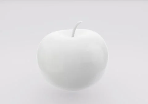 White apple on white background, 3d render Stock Illustration