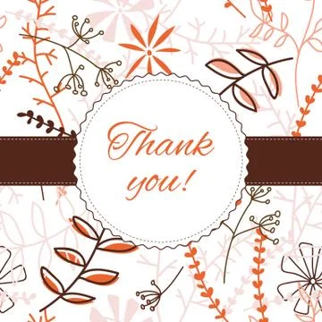 White Appreciation card with a orange pattern. Thank You card. Stock Illustration