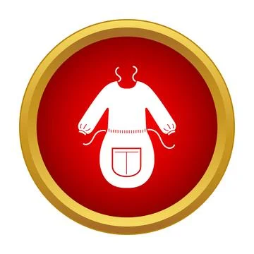 White apron icon on red circle button Stock Illustration