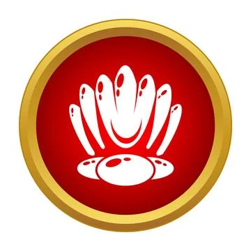 White aquatic coral shell or lotus icon Stock Illustration