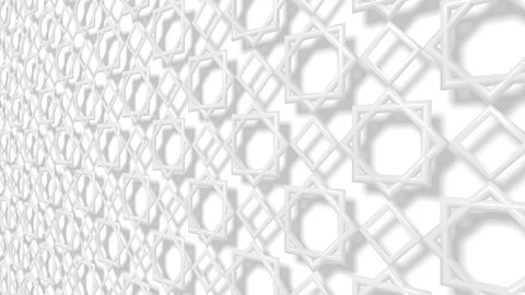 White arabic pattern, arabesque.  White abstract geometric background. Video stock 106446942