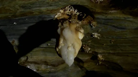 WHITE ARAGONITE STALACTITE  Stock Footage 64381199