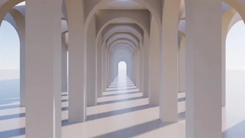 White arch background with sunlight. Architecture abstract arcade background, Stock Footage 270082061