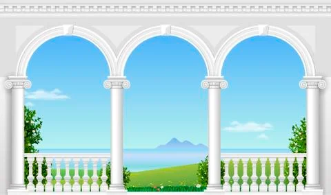 White arch of the palace Stock Illustration