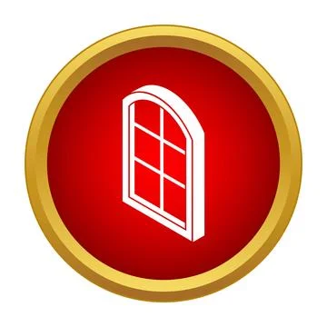 White arched arched window icon on red button イラスト素材