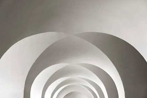 White arched ceiling with geometric shadows as background Stock-Fotos