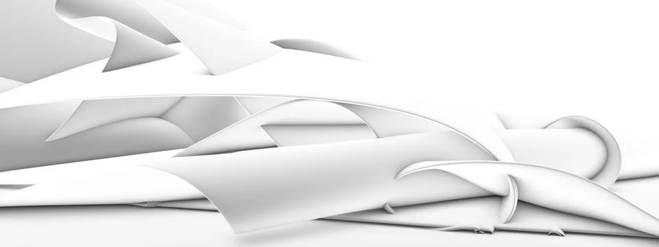 White architectural abstraction. 3d rendering, 3d illustration. Illustrazione stock