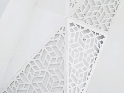 White architectural details with geometric patterns background 스톡 사진