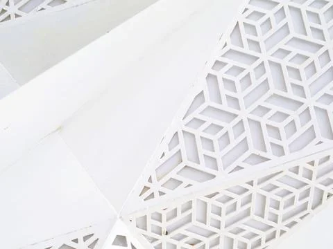 White architectural details with geometric patterns background 스톡 사진