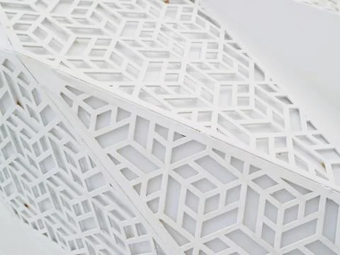 White architectural details with geometric patterns background 스톡 사진