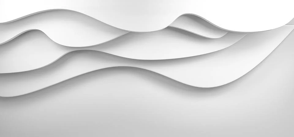 White Architecture horizontal waves 3D rendering. Abstract Curved Shapes. 01 Stock Illustration