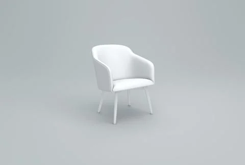 White Armchair on a Gray Studio Background. Monochrome. 3D render. Stock Illustration