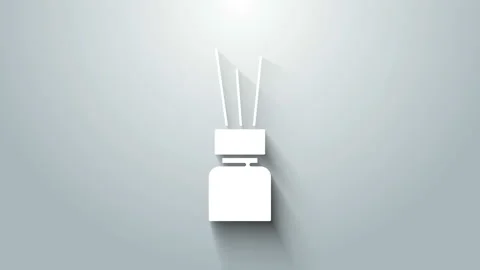 White Aroma diffuser icon isolated on grey background. Glass jar different with Stock Footage 145918417