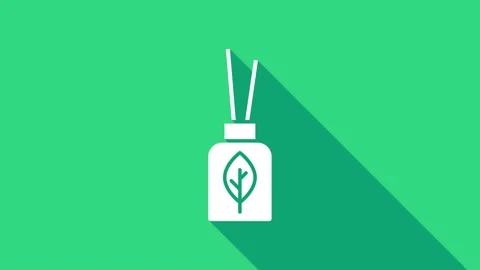 White Aroma diffuser icon isolated on green background. Glass jar different with Stock Footage 147155341