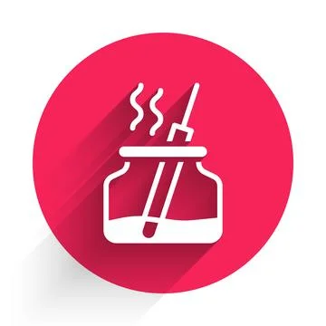 White Aroma diffuser icon isolated with long shadow background. Glass jar Illustrazione stock