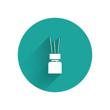 White Aroma diffuser icon isolated with long shadow. Glass jar different with Stock Illustration