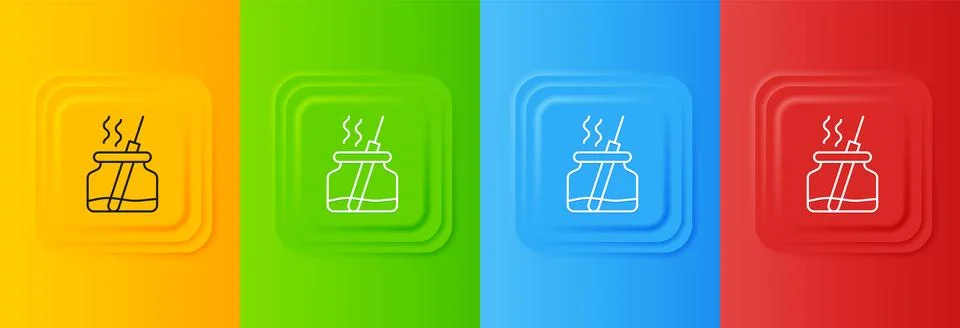 White Aroma diffuser icon isolated on colorful background. Glass jar differ.. イラスト素材